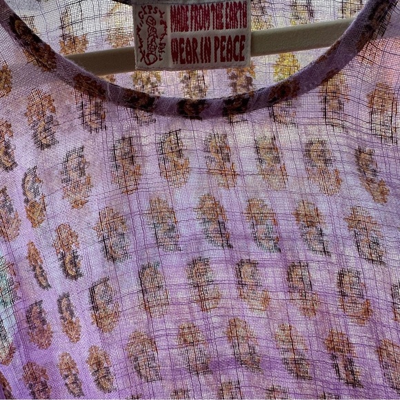 GYPSY boho chic cropped flowy tank top rayon purple paisley - Picture 6 of 7